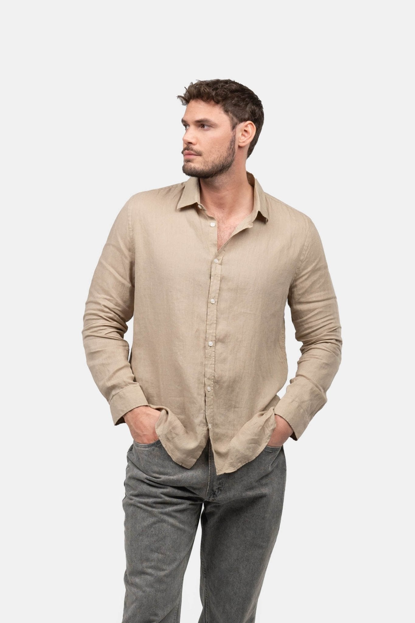 Langærmet Hørskjorte Mokka | Skagen-clothing.dk